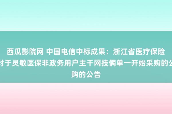 西瓜影院网 中国电信中标成果：浙江省医疗保险局对于灵敏医保非政务用户主干网技俩单一开始采购的公告