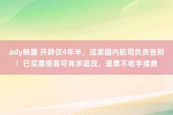 ady映画 开辟仅4年半，这家国内航司负责告别！已买票搭客可肯求退改，退票不收手续费