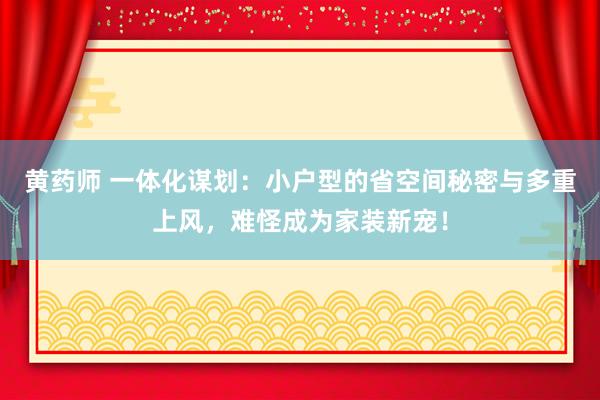 黄药师 一体化谋划：小户型的省空间秘密与多重上风，难怪成为家装新宠！