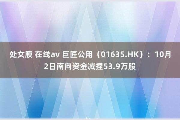 处女膜 在线av 巨匠公用（01635.HK）：10月2日南向资金减捏53.9万股