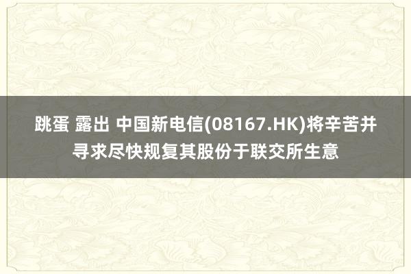 跳蛋 露出 中国新电信(08167.HK)将辛苦并寻求尽快规复其股份于联交所生意