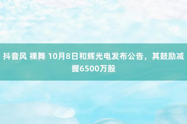 抖音风 裸舞 10月8日和辉光电发布公告，其鼓励减握6500万股