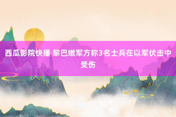 西瓜影院快播 黎巴嫩军方称3名士兵在以军伏击中受伤