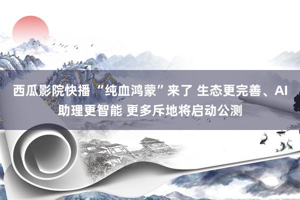 西瓜影院快播 “纯血鸿蒙”来了 生态更完善、AI助理更智能 更多斥地将启动公测