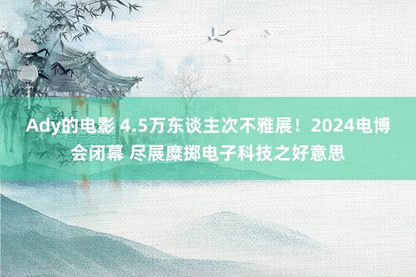 Ady的电影 4.5万东谈主次不雅展！2024电博会闭幕 尽展糜掷电子科技之好意思