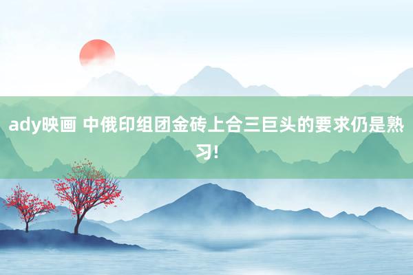 ady映画 中俄印组团金砖上合三巨头的要求仍是熟习!