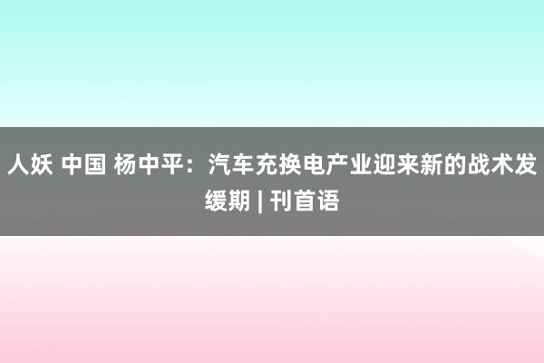 人妖 中国 杨中平：汽车充换电产业迎来新的战术发缓期 | 刊首语