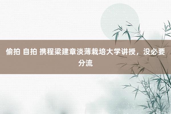 偷拍 自拍 携程梁建章淡薄栽培大学讲授，没必要分流