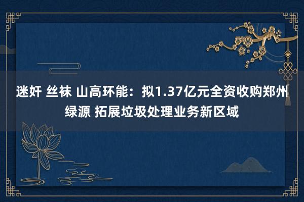 迷奸 丝袜 山高环能：拟1.37亿元全资收购郑州绿源 拓展垃圾处理业务新区域