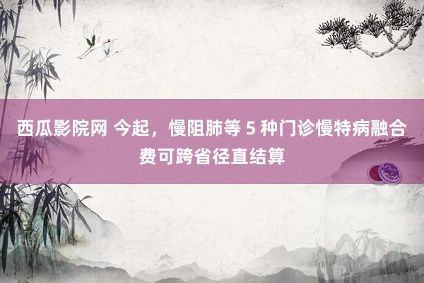 西瓜影院网 今起，慢阻肺等５种门诊慢特病融合费可跨省径直结算