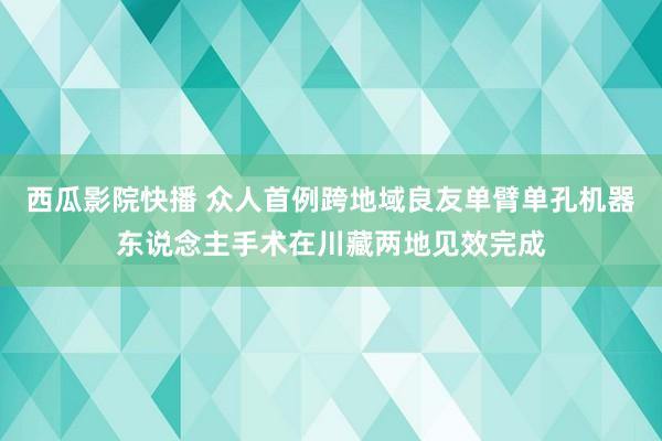 西瓜影院快播 众人首例跨地域良友单臂单孔机器东说念主手术在川藏两地见效完成