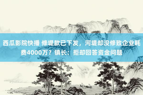 西瓜影院快播 修堤款已下发，河堤却没修致企业耗费4000万？镇长：拒却回答资金问题