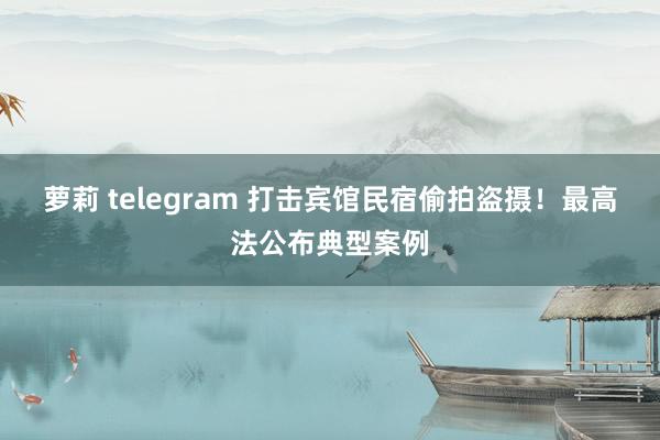 萝莉 telegram 打击宾馆民宿偷拍盗摄！最高法公布典型案例