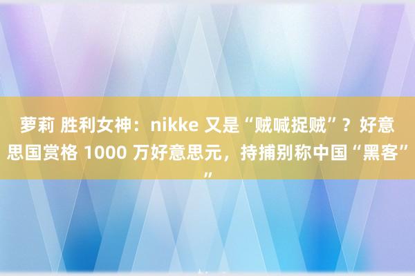 萝莉 胜利女神：nikke 又是“贼喊捉贼”？好意思国赏格 1000 万好意思元，持捕别称中国“黑客”