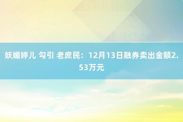 妖媚婷儿 勾引 老庶民：12月13日融券卖出金额2.53万元