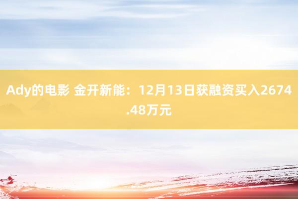 Ady的电影 金开新能：12月13日获融资买入2674.48万元