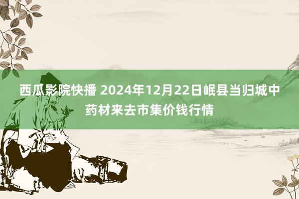 西瓜影院快播 2024年12月22日岷县当归城中药材来去市集价钱行情