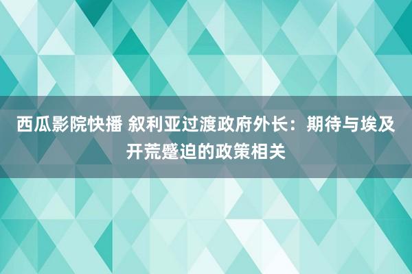 西瓜影院快播 叙利亚过渡政府外长：期待与埃及开荒蹙迫的政策相关