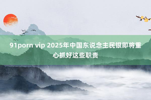 91porn vip 2025年中国东说念主民银即将重心抓好这些职责