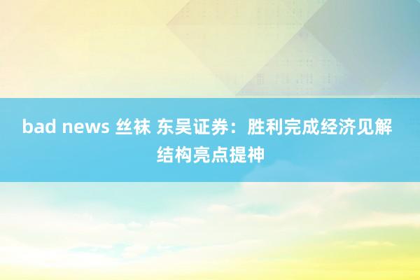 bad news 丝袜 东吴证券：胜利完成经济见解 结构亮点提神