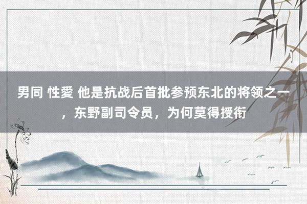 男同 性愛 他是抗战后首批参预东北的将领之一，东野副司令员，为何莫得授衔