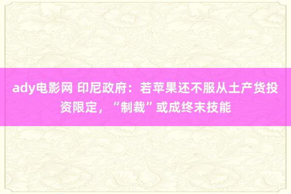 ady电影网 印尼政府：若苹果还不服从土产货投资限定，“制裁”或成终末技能