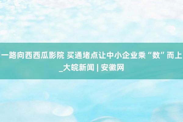 一路向西西瓜影院 买通堵点让中小企业乘“数”而上_大皖新闻 | 安徽网